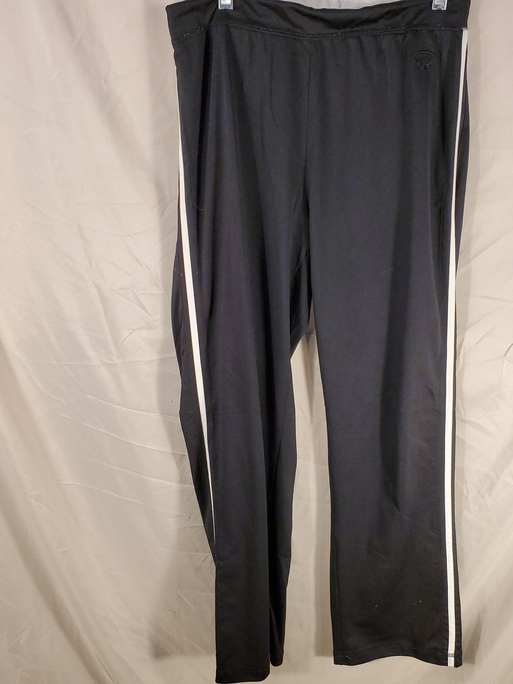 OC by Oleg Cassini Black Track Pants with White Side Stripes